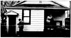 Excerpts  from Cleveland Plain Dealer May 12th 1991- Article on Bank Robber. Photo- Rear of 7416 Claasen Ave.
