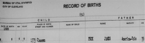 Ethel's Birth Record