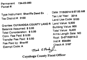Sherriff’s Deed- Cuyahoga County Records
